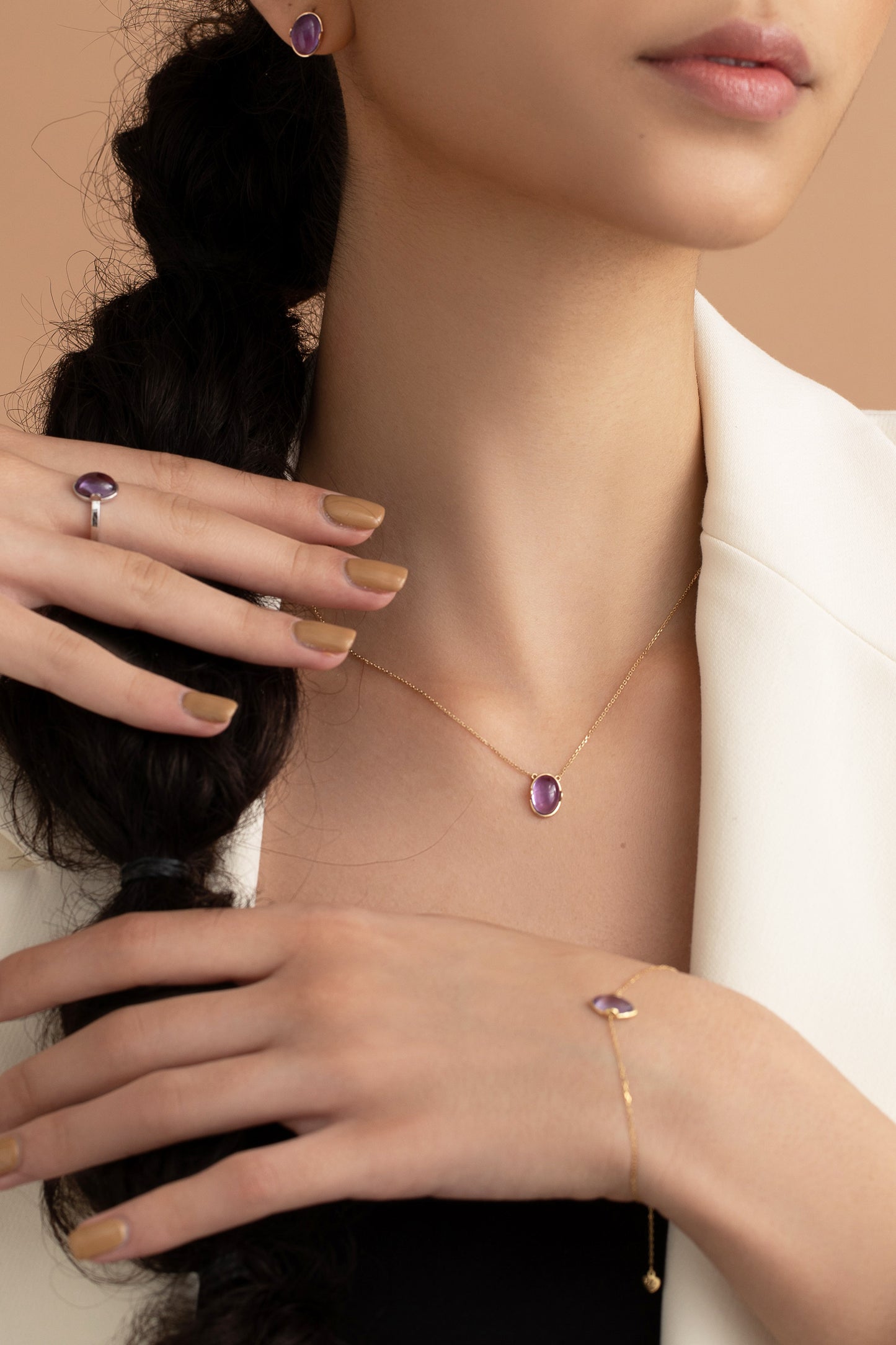 Origin Amethyst 14K Solid Yellow Gold Necklace