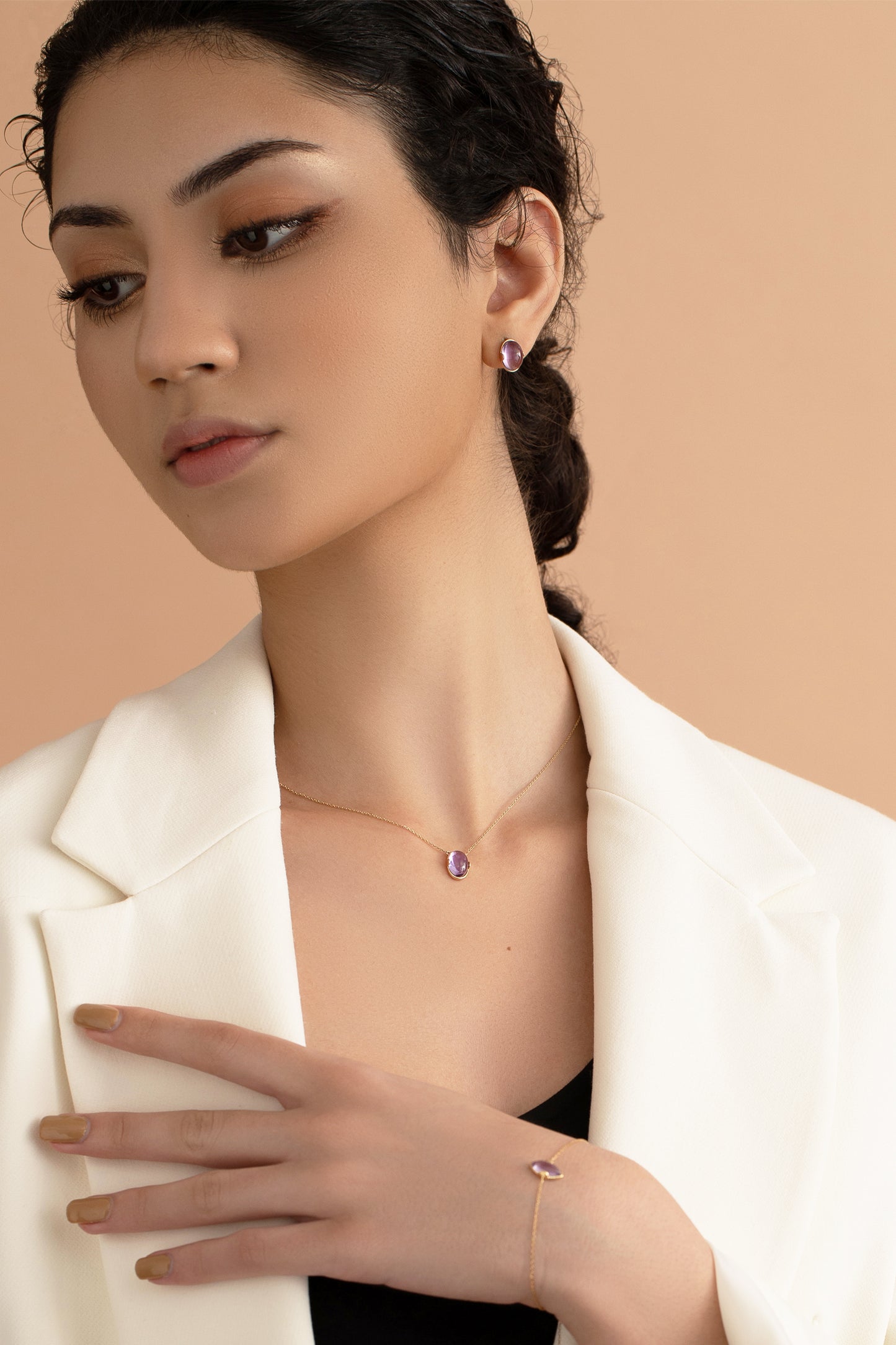 Origin Amethyst 14K Solid Yellow Gold Necklace