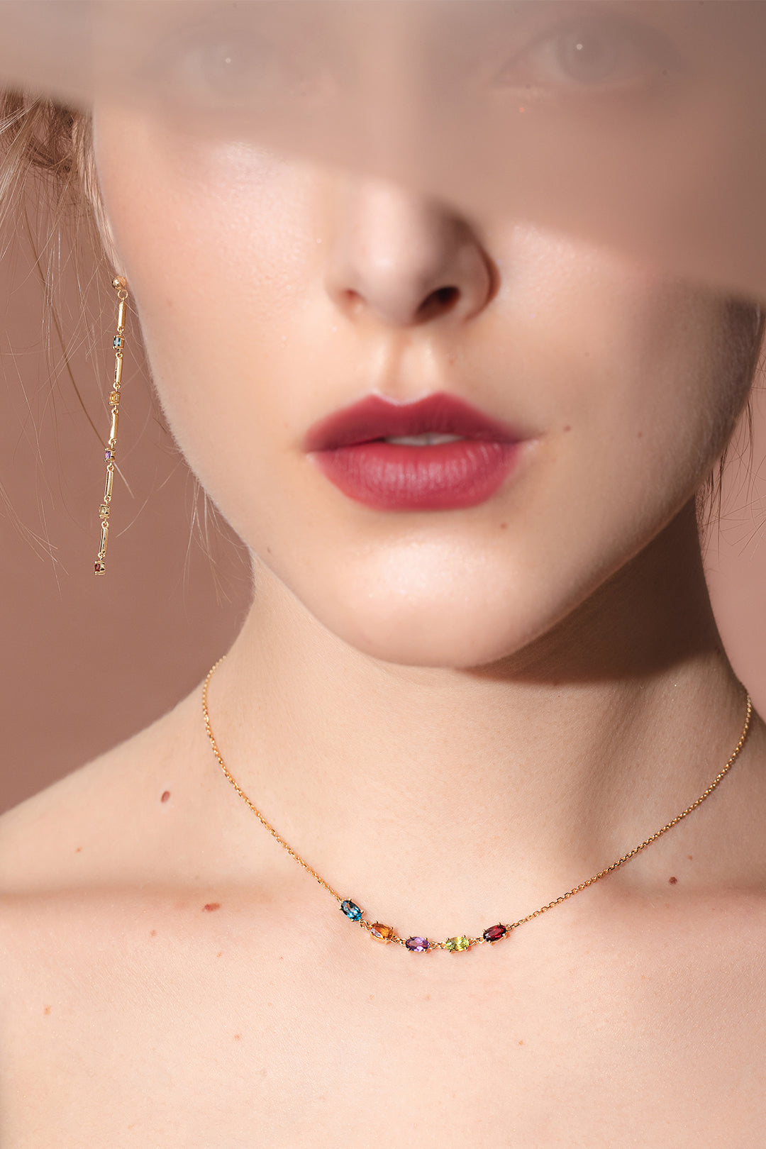 Penta 5-Stone Rosa Gold Necklace | Tijo Jewellery
