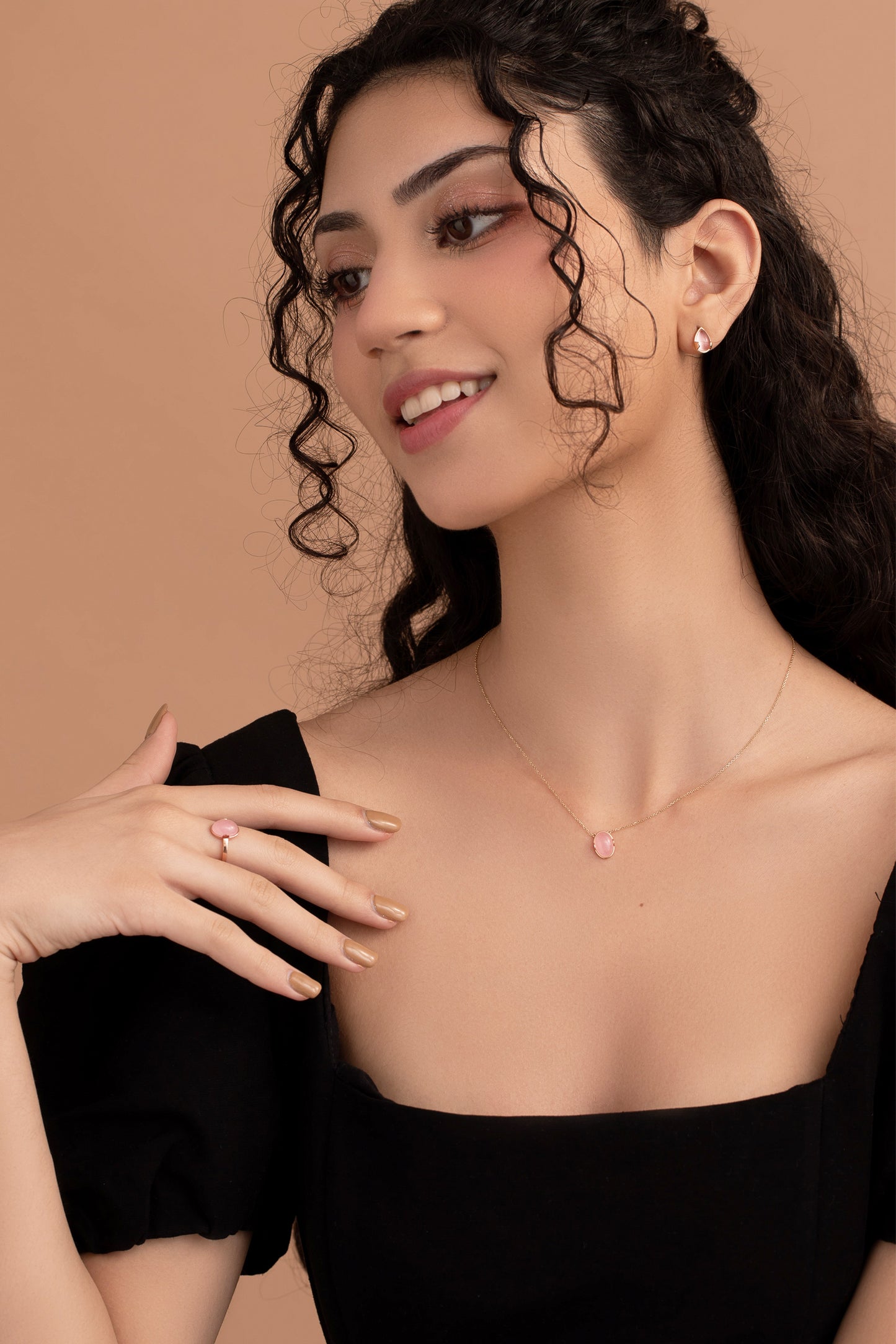 Origin Rose Quartz 14K Solid Rose Gold Necklace