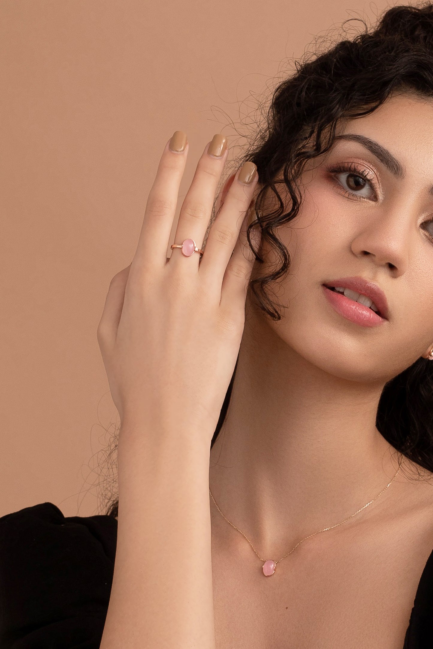 Origin Rose Quartz 14K Solid Rose Gold Ring