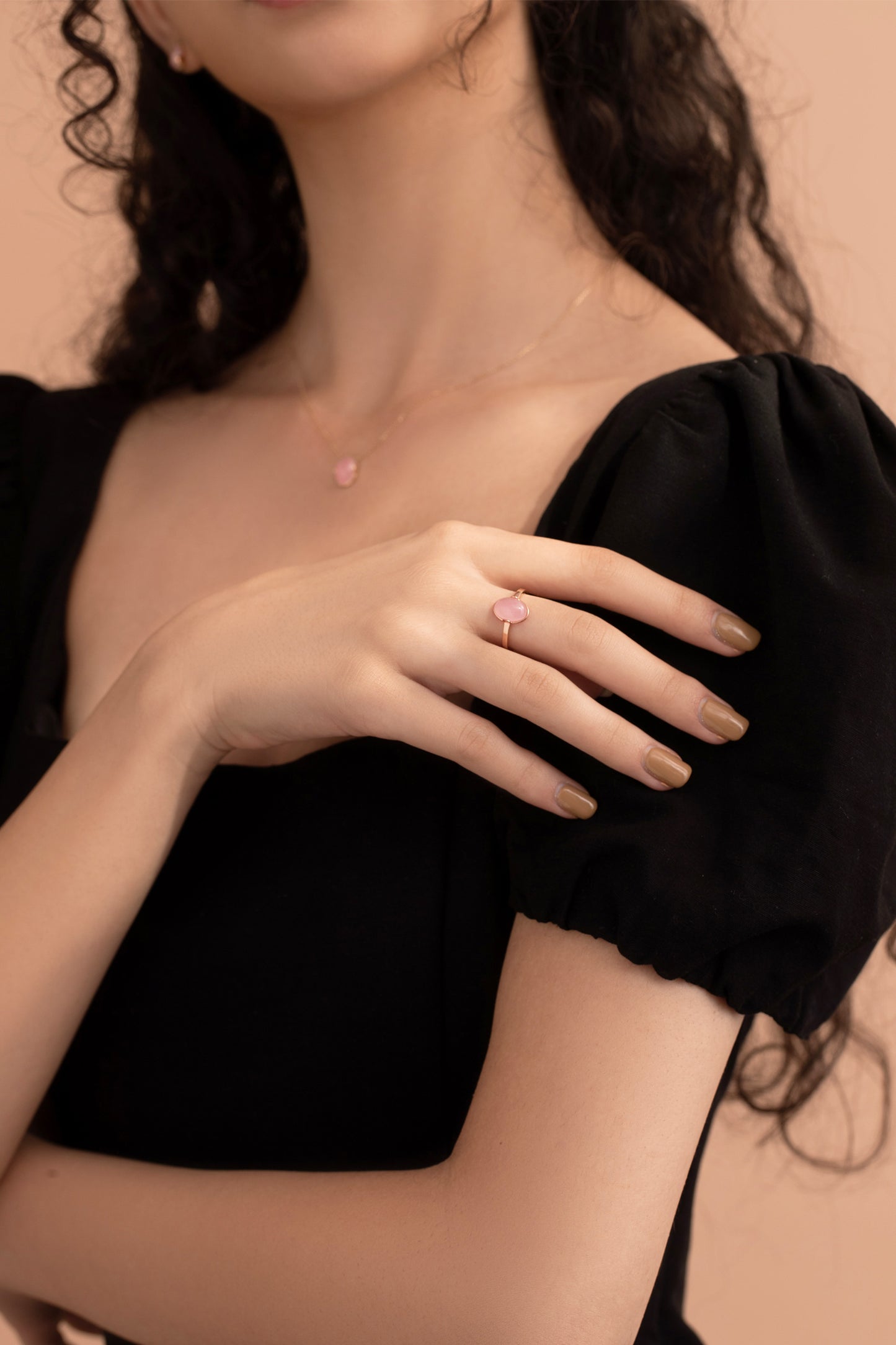 Origin Rose Quartz 14K Solid Rose Gold Ring