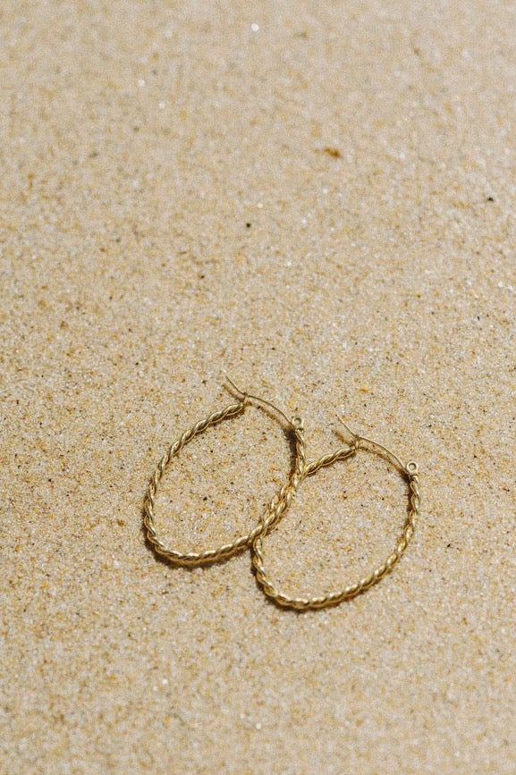 Oval Twisted Hoop Earrings