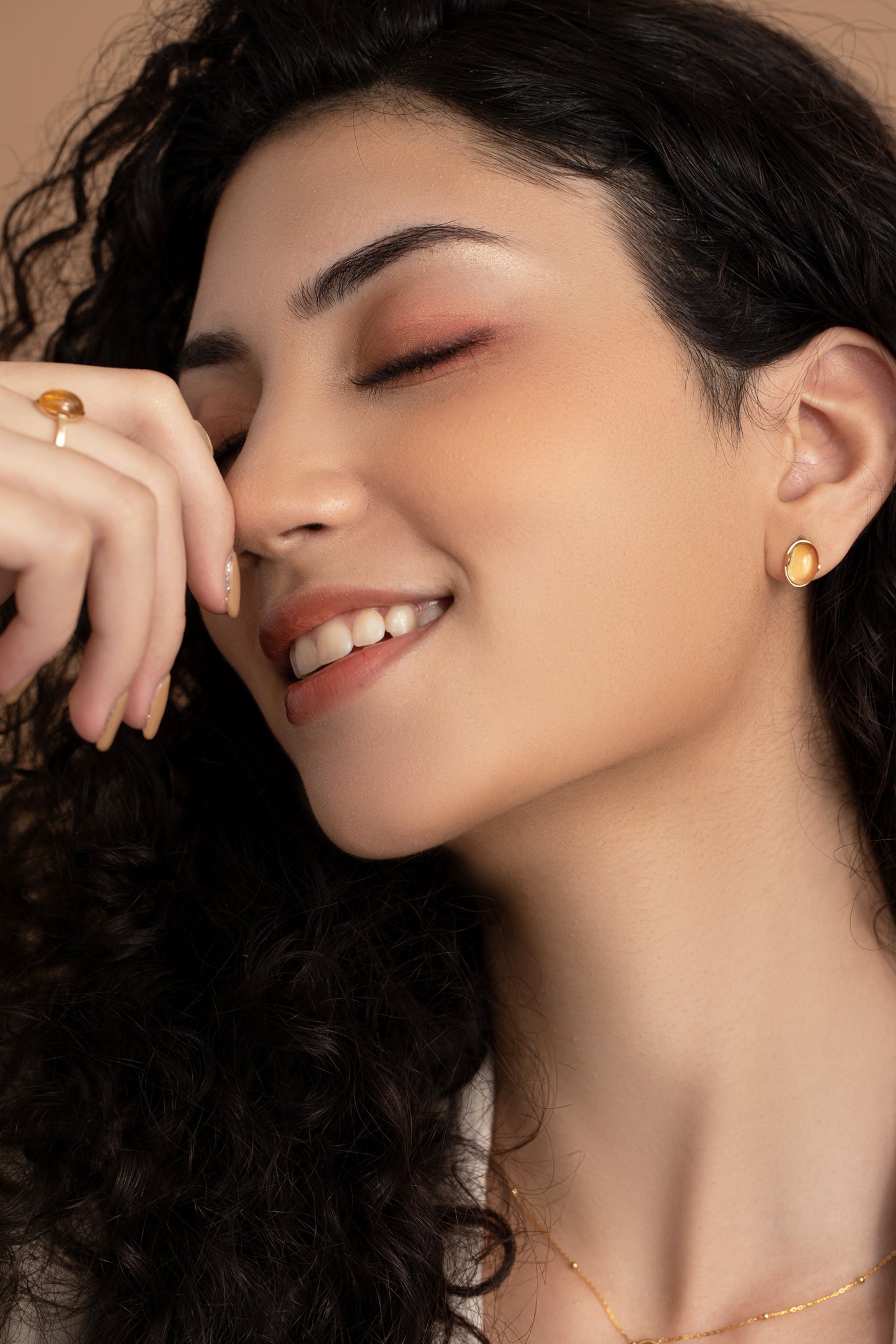 Origin Citrine 14K Solid Yellow Gold Stud Earrings