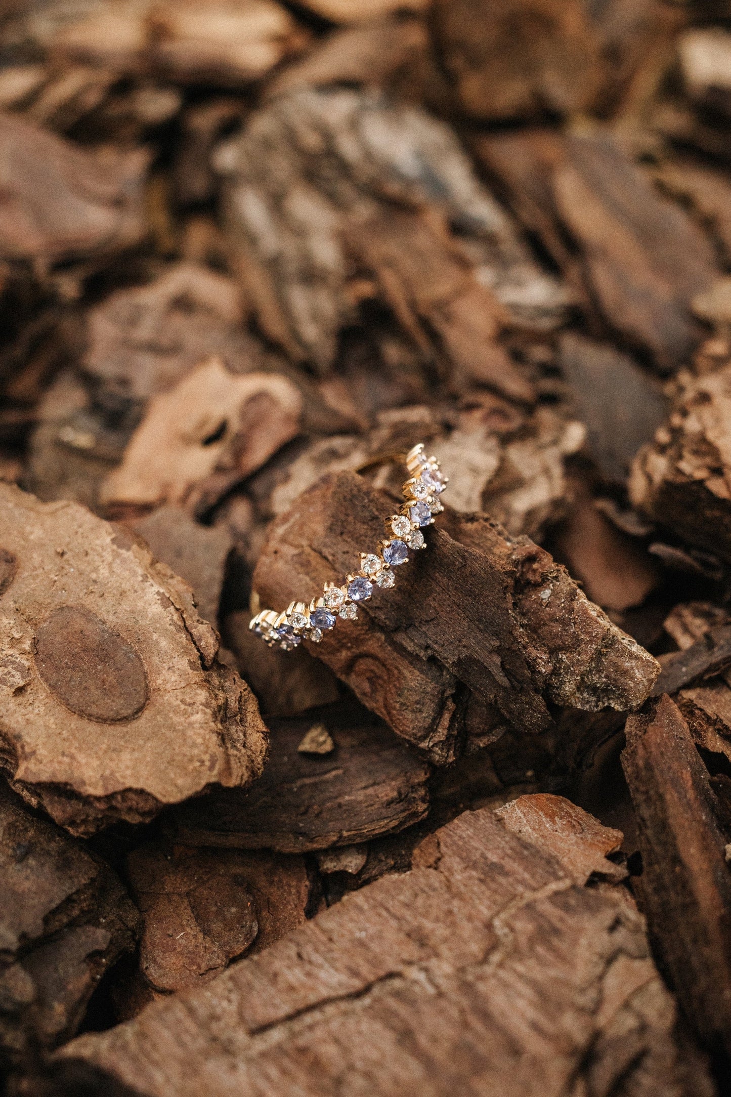 Laurel Tanzanite with Sapphire 14K Solid Gold Ring